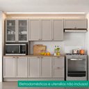 Ver imagem 2 de Cozinha Armario 5 Peças Cristaleira Balcao com Tampo 270 cm Unna Gris Poliman