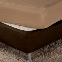 Saia Box Fit Cama Queen Capa Elástica Malha Gel Lisa 1 Peça Marrom - 1