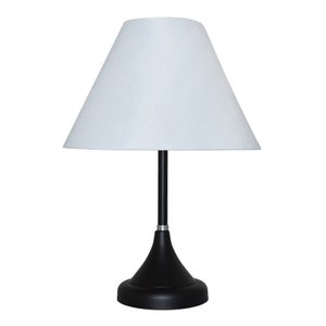 Abajur para Sala ou Quarto Base Preto e Cúpula de algodão Branca