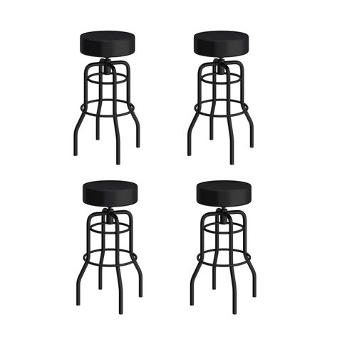 Conjunto 4 Banquetas de Aço 70cm Giratória Paris Preto