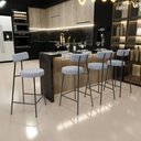 Ver imagem 2 de Kit 02 Banquetas Baixa para Cozinha Sala de Jantar Bar Bancada Milão L02 Bouclê Cinza - lyam decor L