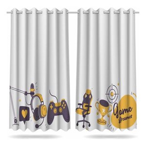 Cortina Infantil Estampada 2,60 X 1,50m Nerd Gamer Mod 03