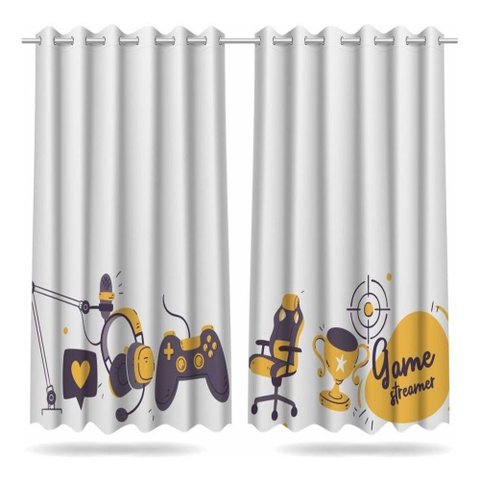 Cortina Infantil Estampada 2,60 X 1,50m Nerd Gamer Mod 03