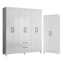 Ver imagem 1 de Guarda Roupa Casal Panamá e Armário Multiuso Jade Branco Brilho – Moval