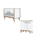 Ver imagem 2 de Quarto de Bebê com Berço 3 em 1 e Cômoda 3 Gavetas 1 Porta Retrô Theo Espresso Móveis Branco/Jequiti