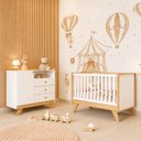 Ver imagem 1 de Quarto de Bebê com Berço 3 em 1 e Cômoda 3 Gavetas 1 Porta Retrô Theo Espresso Móveis Branco/Jequiti