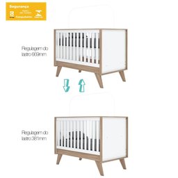 Quarto de Bebê com Berço 3 em 1 e Cômoda 3 Gavetas 1 Porta Retrô Theo Espresso Móveis - 6