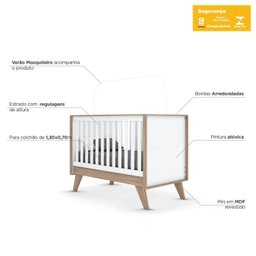 Quarto de Bebê com Berço 3 em 1 e Cômoda 3 Gavetas 1 Porta Retrô Theo Espresso Móveis - 5