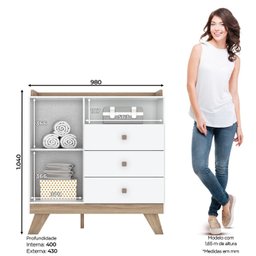 Quarto de Bebê com Berço 3 em 1 e Cômoda 3 Gavetas 1 Porta Retrô Theo Espresso Móveis - 3