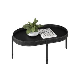 Mesa de Centro Monaco em Couro Preto e Preto Tx Linea Brasil - 2