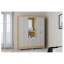 Ver imagem 7 de Cômoda 867 4 Gavetas com Guarda Roupa Solteiro Córdoba 4 Portas Damasco Off White - Poquema
