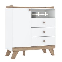 Cômoda Infantil 3 Gavetas 1 Porta Retrô Theo Espresso Móveis - 3