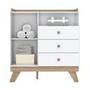 Ver imagem 2 de Cômoda Infantil 3 Gavetas 1 Porta Retrô Theo Espresso Móveis Branco/Jequitibá HP