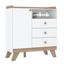 Ver imagem 3 de Cômoda Infantil 3 Gavetas 1 Porta Retrô Theo Espresso Móveis Branco/Jequitibá HP