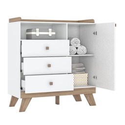 Cômoda Infantil 3 Gavetas 1 Porta Retrô Theo Espresso Móveis - 5