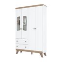 Ver imagem 3 de Guarda Roupa Infantil 4 Portas 2 Gavetas Retrô Theo Espresso Móveis Branco/Jequitibá HP
