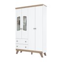 Ver imagem 3 de Guarda Roupa Infantil 4 Portas 2 Gavetas Retrô Theo Espresso Móveis Branco/Jequitibá HP