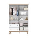 Ver imagem 2 de Guarda Roupa Infantil 4 Portas 2 Gavetas Retrô Theo Espresso Móveis Branco/Jequitibá HP