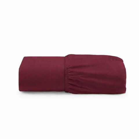 Lençol Premium Soft Avulso de Baixo Casal Padrão com Elástico Micropercal 600 Fios Bordô