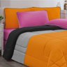 Kit Edredom Jogo de Lençol Malha 100% Algodão 7 Peças King Laranja-mescla-pink - 2