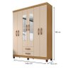 Guarda Roupa Casal Modena com Espelho 6 Portas e Cômoda Sapateira Cannes Carvalho Americano Off Whit - 3