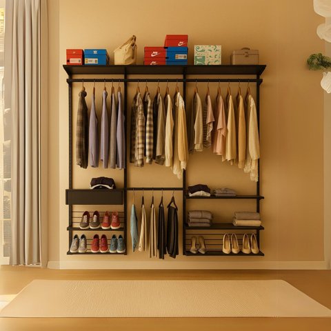 Closet Aberto Modular para Casal 225cm Eminence Preto
