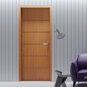 Porta de Madeira 210x90cm Espessura 3,5cm Mmc Eucaplac Frisada Residence Eucatex