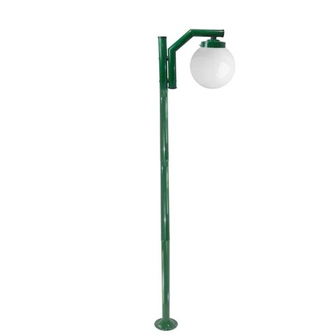 Poste de Jardim P23/1 com Globo de Vidro Leitoso 15x28 2,16m em Aço Fosfatizado Verde