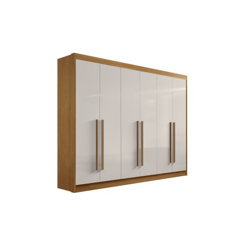 Guarda Roupa Casal 6 Portas 7 Gavetas sem Pés Athos - D Doro Cinamomo/Off White