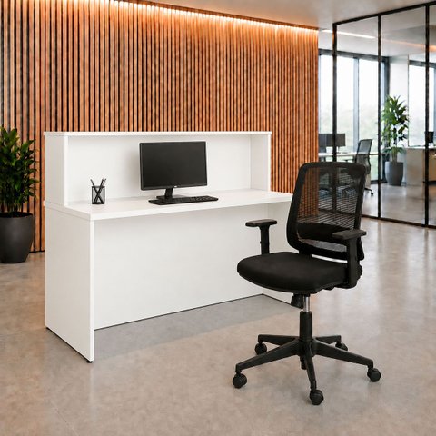 Balcão de Atendimento para Loja e Recepção Comercial 140x60cm + Cadeira de Escritório Ergonômica