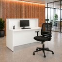 Ver imagem 1 de Balcão de Atendimento para Loja e Recepção Comercial 140x60cm + Cadeira de Escritório Ergonômica