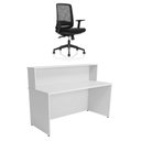Ver imagem 2 de Balcão de Atendimento para Loja e Recepção Comercial 140x60cm + Cadeira de Escritório Ergonômica
