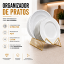 Ver imagem 3 de 3 Organizador de Armário Suporte Prato Vertical Dourado Arm