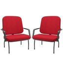 Ver imagem 1 de Kit 02 Cadeiras de Escritório Recepção com Braço Fixa Preta Magno P03 Crepe Vermelho - Lyam Decor