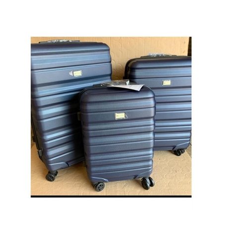 Conjunto 3 Malas Viagem Rígida Azul C/ Rodas Duplas 360º P, M, G - de Bordo, média, grande Fibra ABS