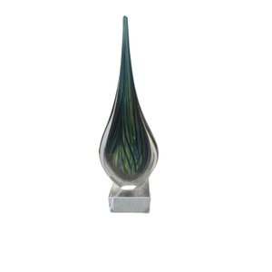 Escultura Decorativa em Vidro Verde com Base - Espressione