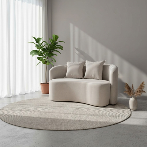 Sofá Decorativo Montreal 180cm Orgânico Bouclé Bege