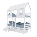 Ver imagem 2 de Beliche Casinha Encantada com 02 Gavetas Kit Escada/ Escorregador Madeira Maciça Branco Megamobilia