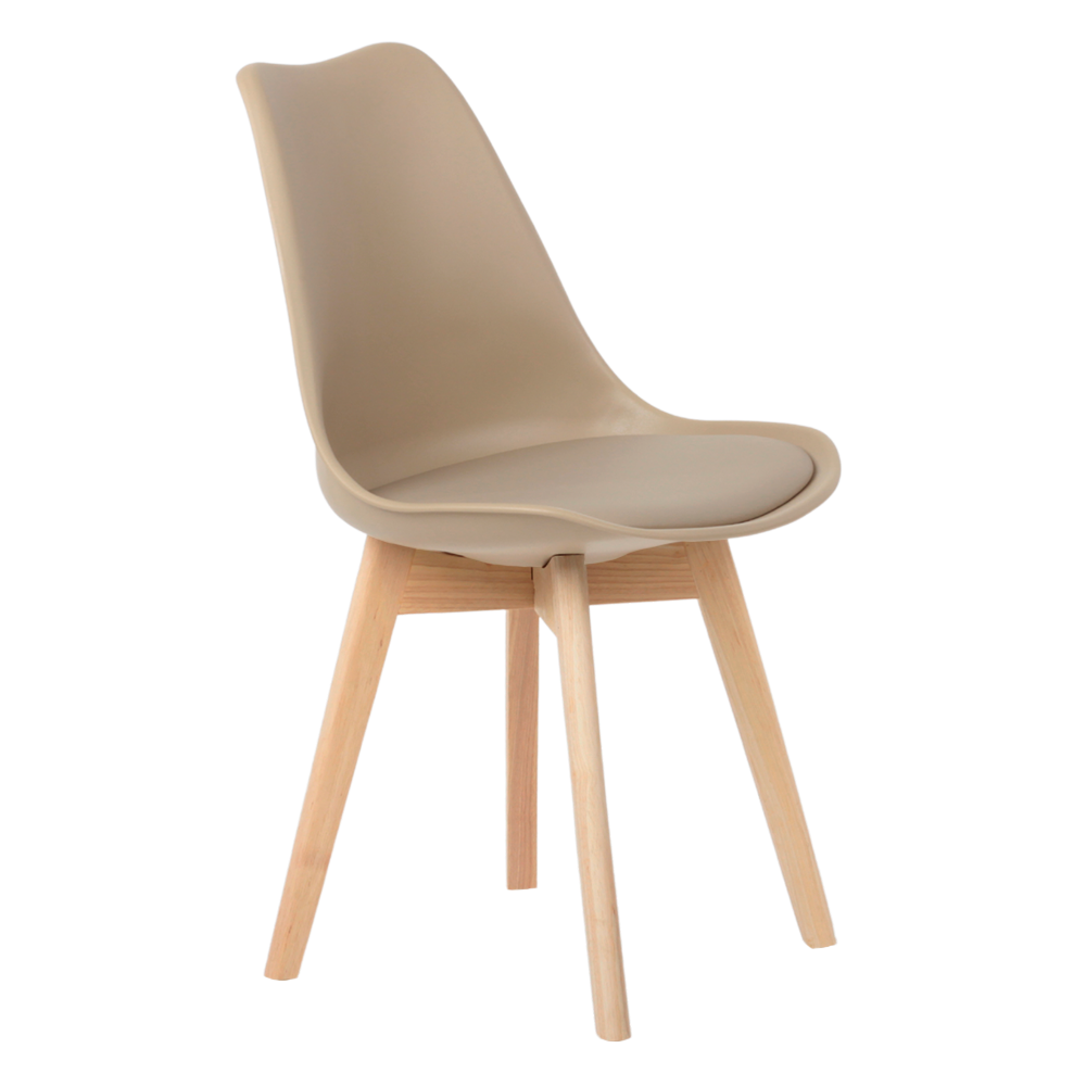 Cadeira de Jantar Eames Wood Leda Design Estofada Fendi