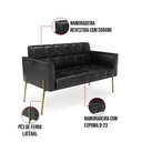 Ver imagem 6 de Sofá Namoradeira 2 Lugares Pé de Ferro Dourado Elisa Corano D03 - D'Rossi Cor Preto