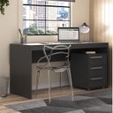 Ver imagem 1 de Escrivaninha Mesa Escritório com Gaveteiro com Rodízio 3 Gavetas 150cm Espresso Móveis Onix Tx Preto