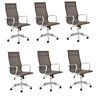 Conjunto 6 Cadeiras de Escritório Presidente Giratória Sevilha Alta Tela - 1