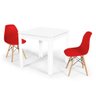 Conjunto Mesa de Jantar Quadrada Sofia Branca 80x80cm com 2 Cadeiras Eames Eiffel - Vermelho - 1