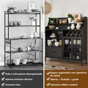 Ver imagem 6 de Balcão Buffet para Cozinha 90 Cm com Gaveta, Nichos e Portas de Tela Preto