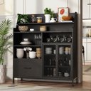 Ver imagem 1 de Balcão Buffet para Cozinha 90 Cm com Gaveta, Nichos e Portas de Tela Preto