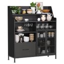 Ver imagem 4 de Balcão Buffet para Cozinha 90 Cm com Gaveta, Nichos e Portas de Tela Preto