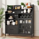 Ver imagem 5 de Balcão Buffet para Cozinha 90 Cm com Gaveta, Nichos e Portas de Tela Preto