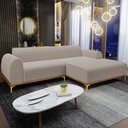 Ver imagem 6 de Sofá 5 Lugares Chaise Direito Sala Molino 300cm D02 Pés D\'ouro Bouclê Creme B-54