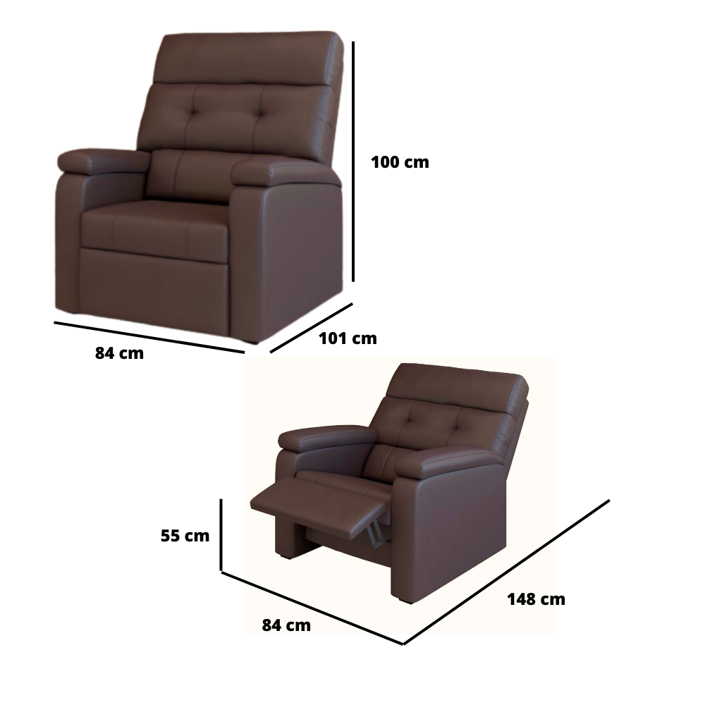 Cadeira Para Idoso Poltrona Estofada Confortavel Corino Marrom - 4
