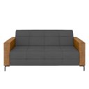 Ver imagem 5 de Sofá Living Decorativo Houston 2 Lugares 160cm Pés em Metal Veludo/ PU Grafite/ Caramelo G33 - Gran